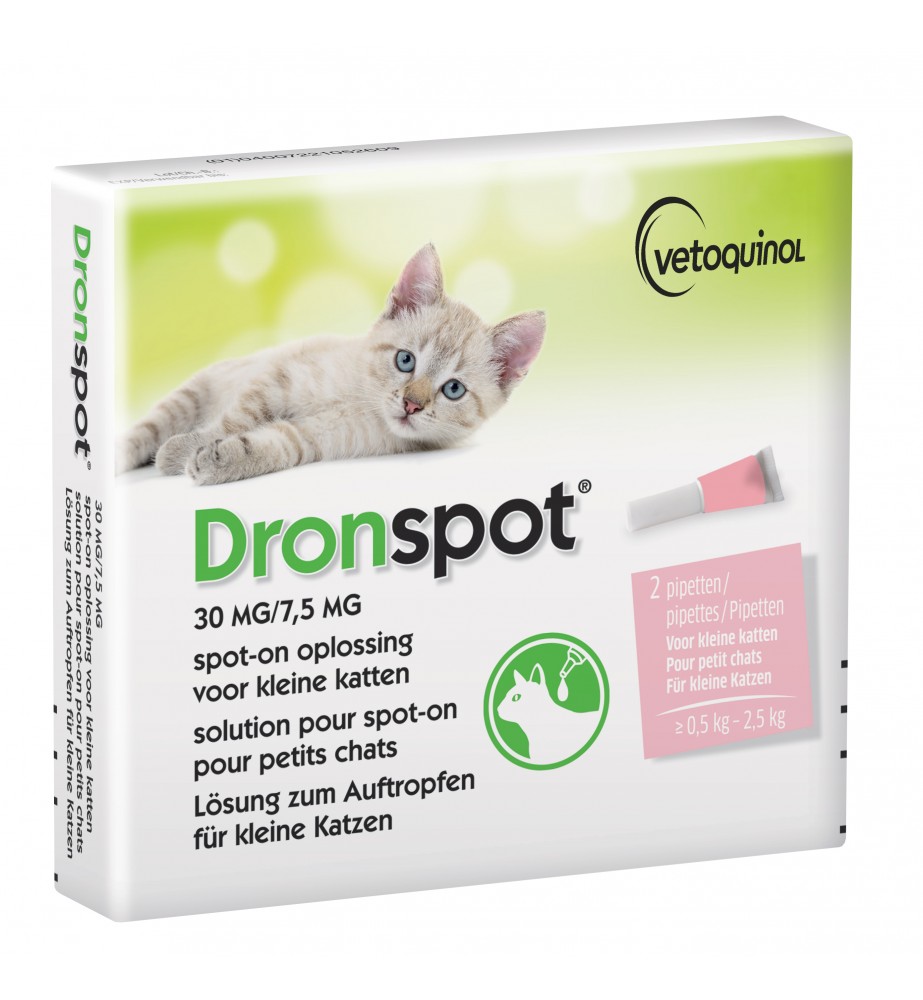 Dronspot Kleine Kat 30 mg / 7.5 mg - 0.5 kg t/m 2.5 kg - 2 Pipetten