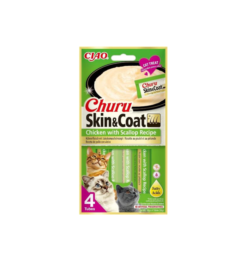 Churu Skin & Coat Kip met Schelpdieren - 12 x 4 tubes