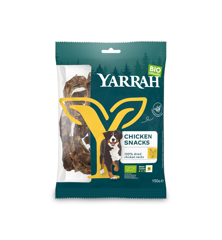 Yarrah Biologische Kippennekken voor Honden - 10 x 150 gram