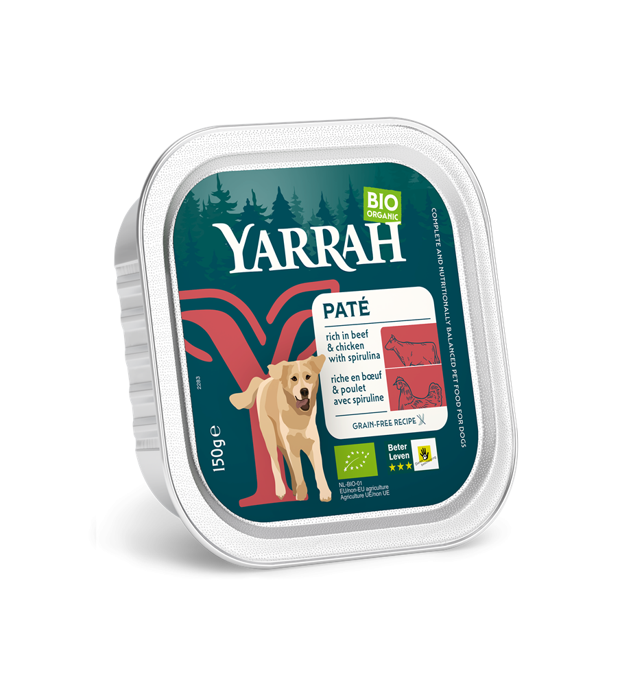 Yarrah Biologisch Hondenvoer Paté met Rund & Kip - 12 x 150 gram