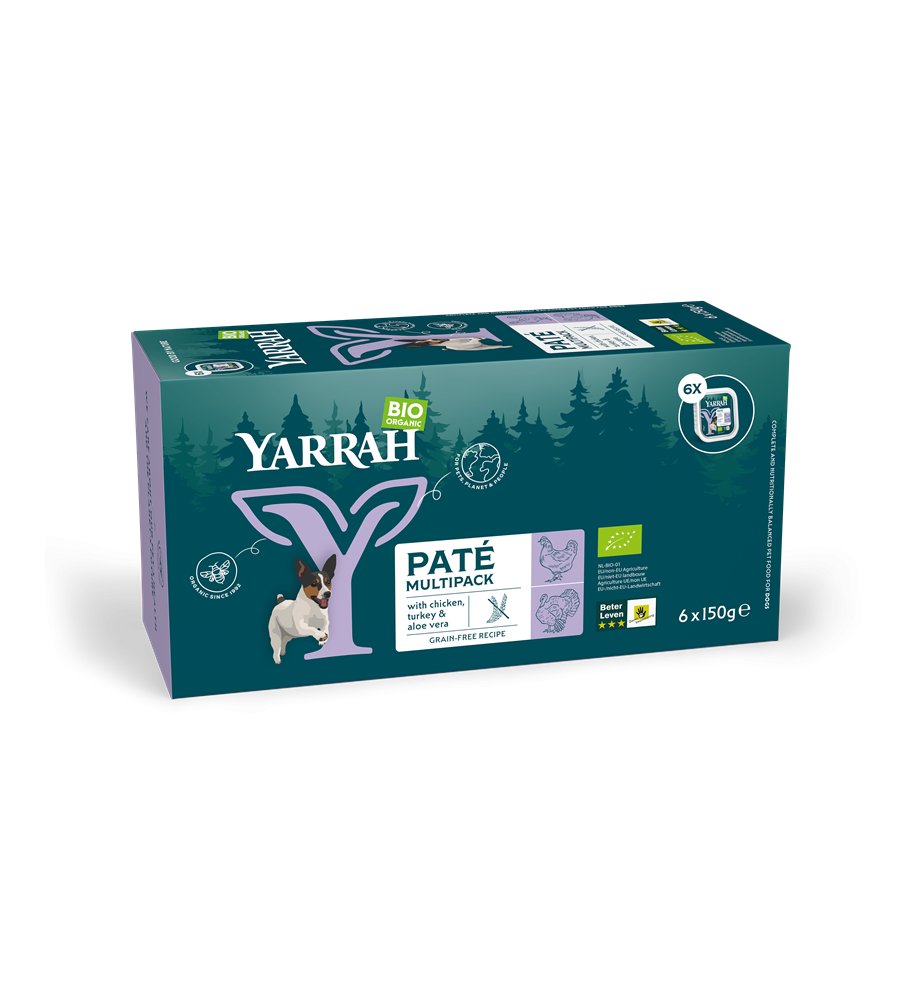 Yarrah Biologisch Hondenvoer Multipack Paté (Kip & Kalkoen) - 6 x 150 gram